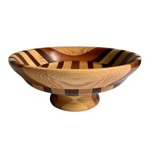 Jay Young Handcrafted Handmade Turned Wood Pedestal Bowl